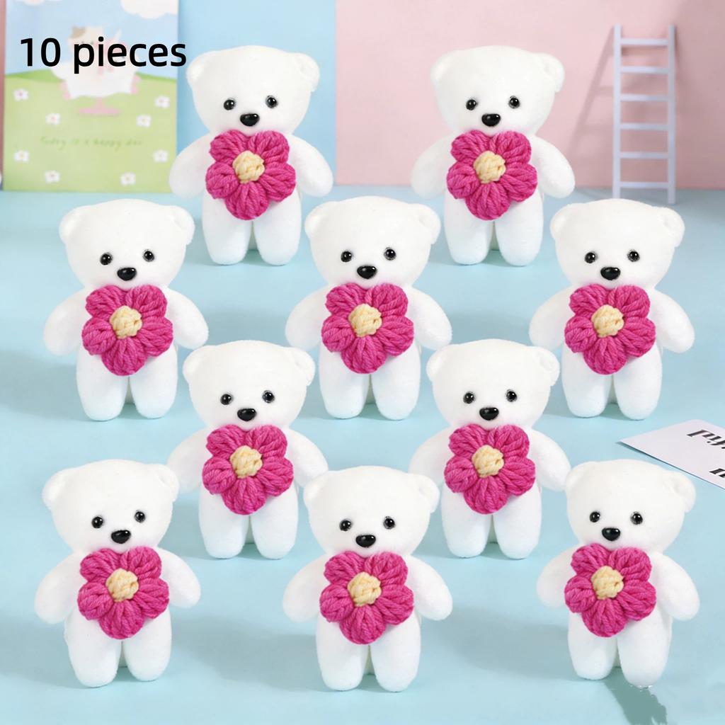 7/10Pcs Valentines Day Gift Bouquet Bear Ice Cream Flower Bear For Wedding Bouquet Cute Bear Beautiful Flower Gift Home Decor