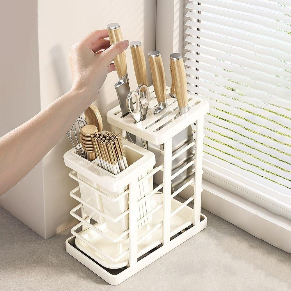 Support de découpe de comptoir peu encombrant Tube à baguettes en acier au carbone Support de couverts moderne Restaurant
