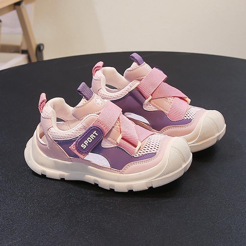 

[Summer Girls Hollow Sports Sandals Soft Sole Non Slip Beach Shoes Mesh Casual Kids Footwear] Size 26 розовый