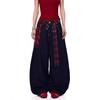 JYL Men's Plaid Waist Jeans Vintage Bootcut Loose Trendy Jazz Wide-Leg Denim