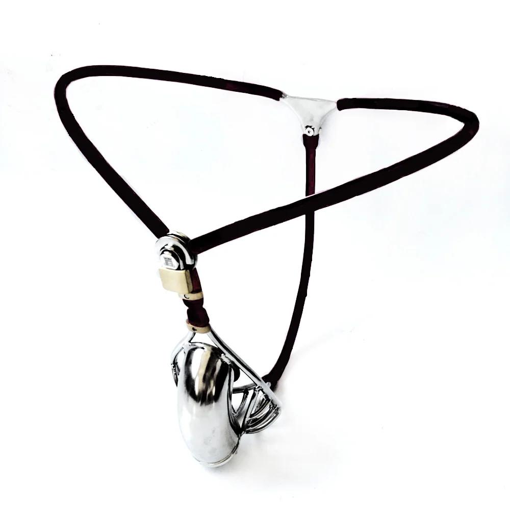 Nerezové pánské neviditelné chastity zařízení s polodutou kovovou klecí na penis, uzamykatelné kalhotky, nastavitelné sexuální pomůcky pro muže