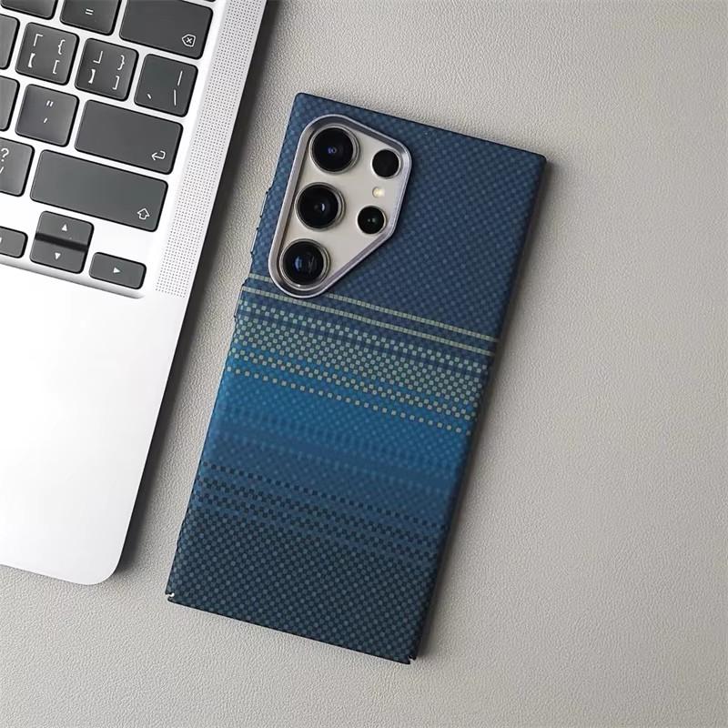 Luxury Carbon Fiber Wireless Charging Magsafe Case for Samsung Galaxy S25 S23 S24 S22Ultra Plus Alloy Lens Protection Hard Cover