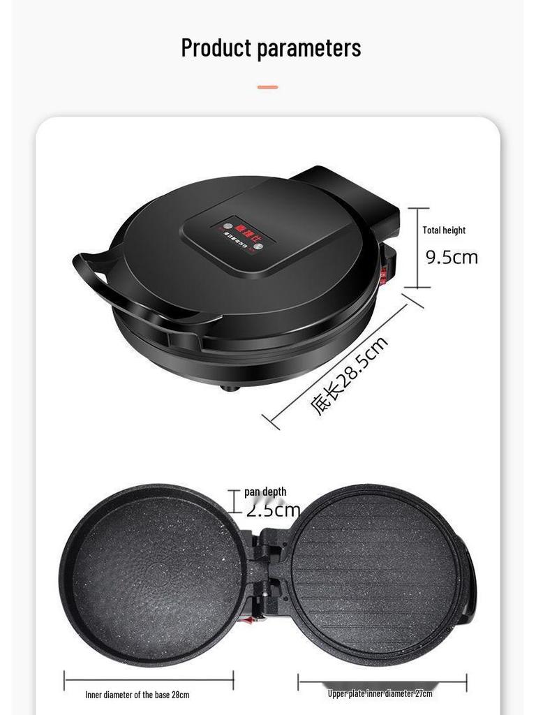 Electric Double-Sided Pancake Maker: Non-Stick, Auto Power-Off, Deepened Design for Frying & Grilling