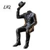 Creative Desktop Display Statue 3D Printed Sitting Gentleman Ornament, Minimalist Abstract Faceless Figurine, Unique Tabletop Ornaments Aesthetic Art
