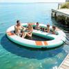 Aufblasbarer schwimmender Steg, 3,05 x 2,44 m runde aufblasbare Stegplattform, rutschfeste Wasser-Luftmatte mit tragbarer Tasche und abnehmbarer Leiter, Schwimmkörper