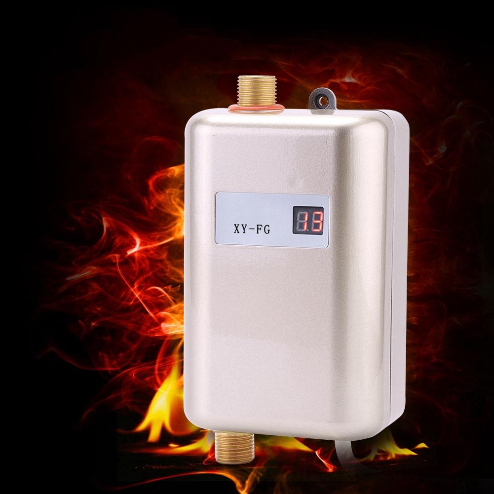3400W Mini Elektrischer Durchlauferhitzer Sofort Heißwasser Badezimmer Küche Waschen Golden