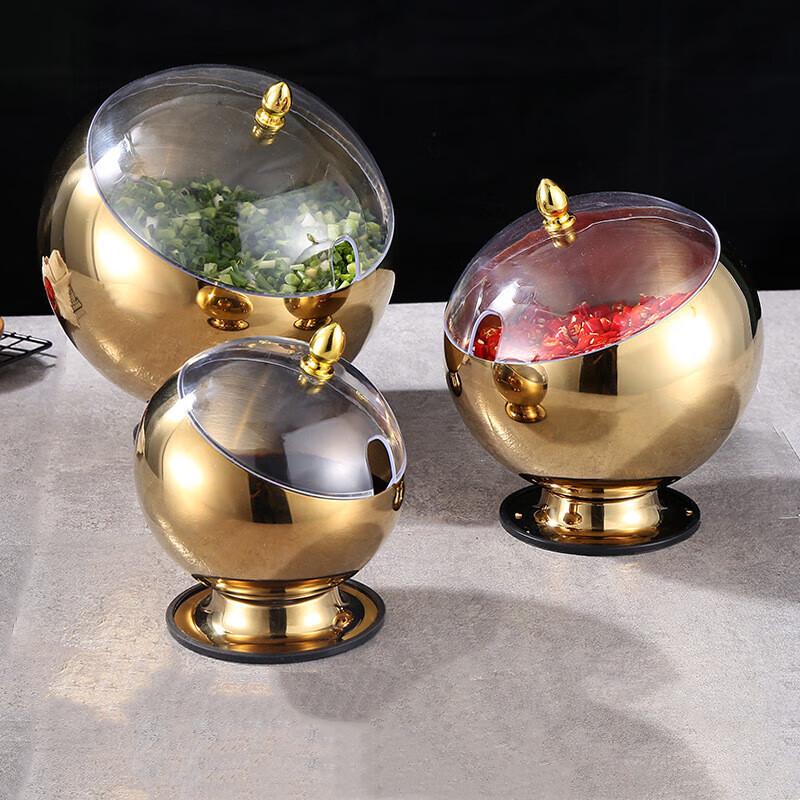 JINGRUIXIANG Stainless Steel Slanted Condiment Bowl with Lid