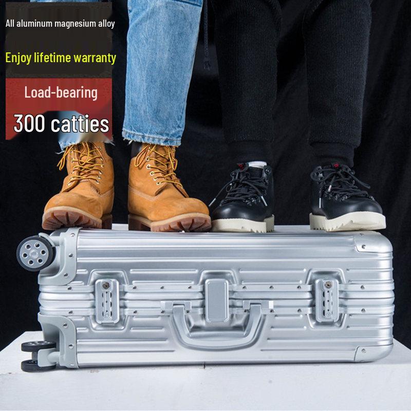 Valiză de cabină din aliaj aluminiu-magneziu, geantă de călătorie unisex cu troler, valiză de călătorie complet metalică, design durabil și elegant