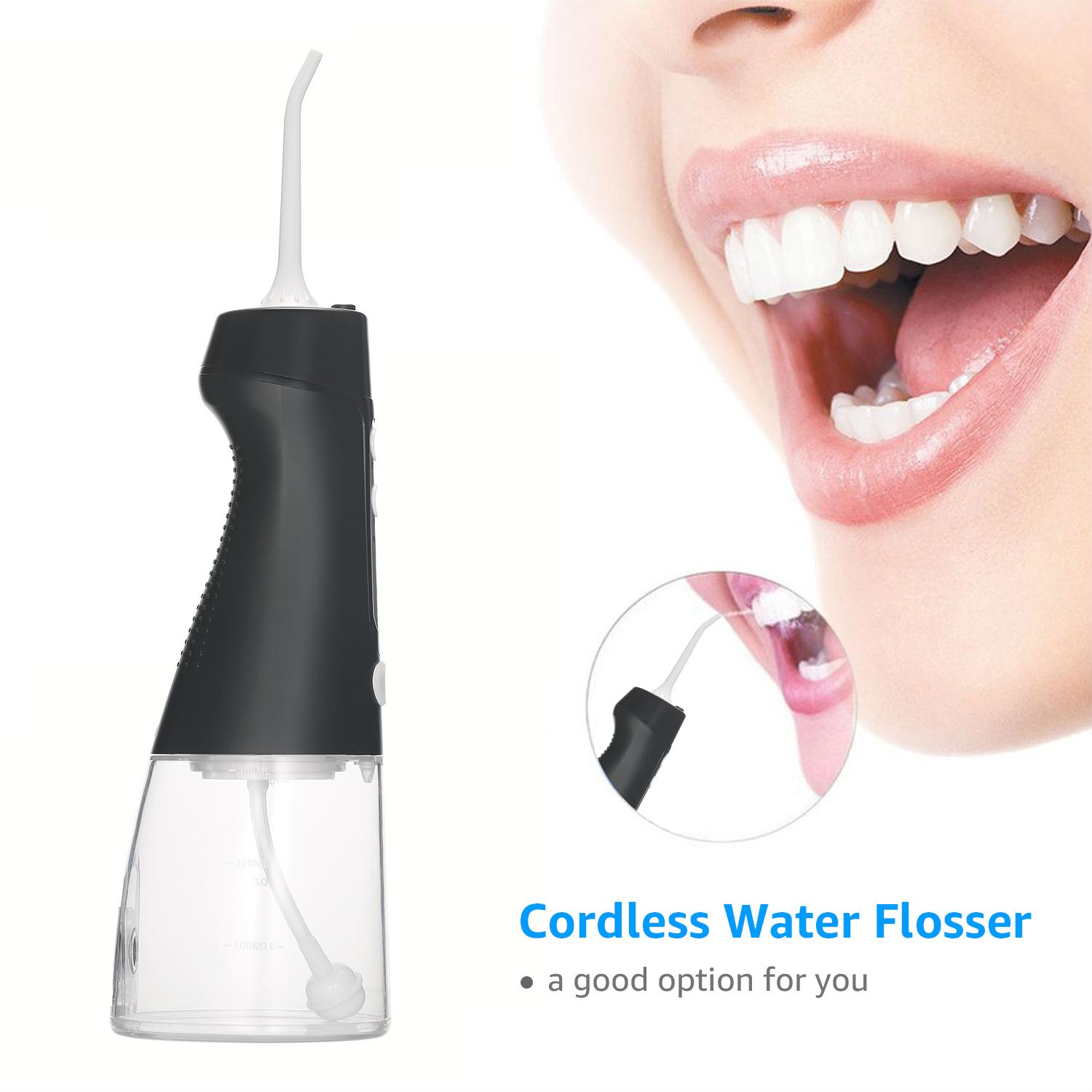 

Cordless Oral Irrigator with 3 Modes 300ML Water for Teeth Cleaning IPX7 Waterproof Portable USB Rechargeable Electric Water Flossi