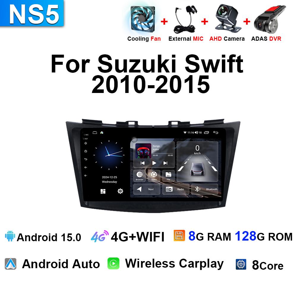 For Suzuki Swift 4 2010 2011-2015 Android 15 Auto CarPlay Car Radio GPS Multimedia DSP Video Player Navigation IPS Touch Screen