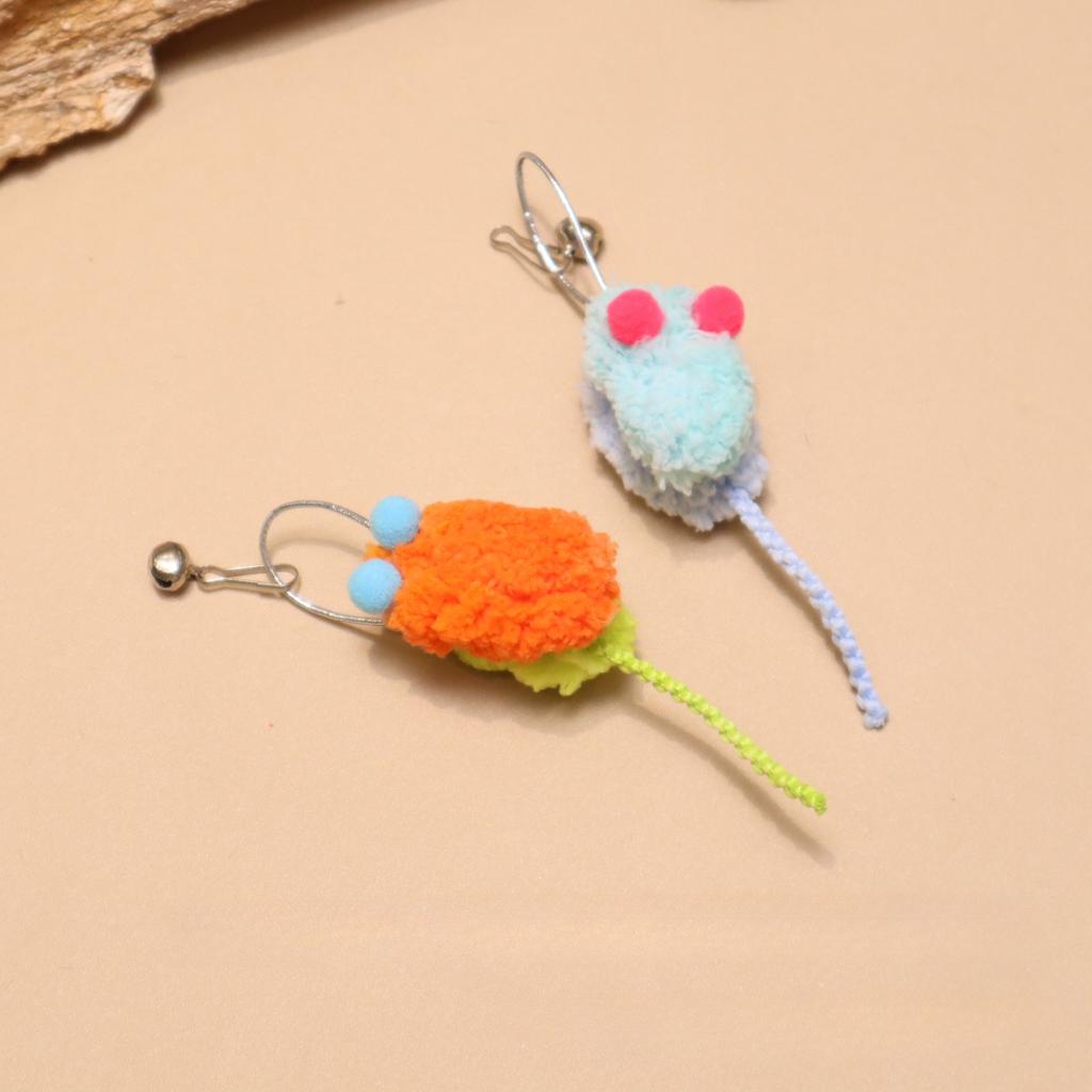4pcs Random Mix Plush Mini Mouse Change Heads Cat Teaser Stick Pet Toy Supplies