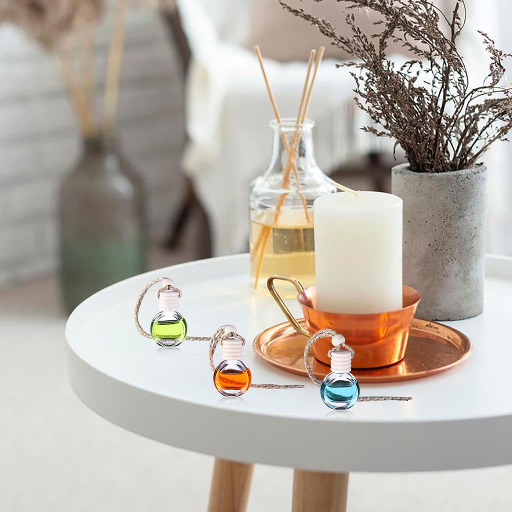 20 Pcs 8 Ml Hanging Car Air Freshener Diffuser Cylindrical Shape Empty Clear Glass Essential Diffuser Diffuser Bottle Car Air Fr