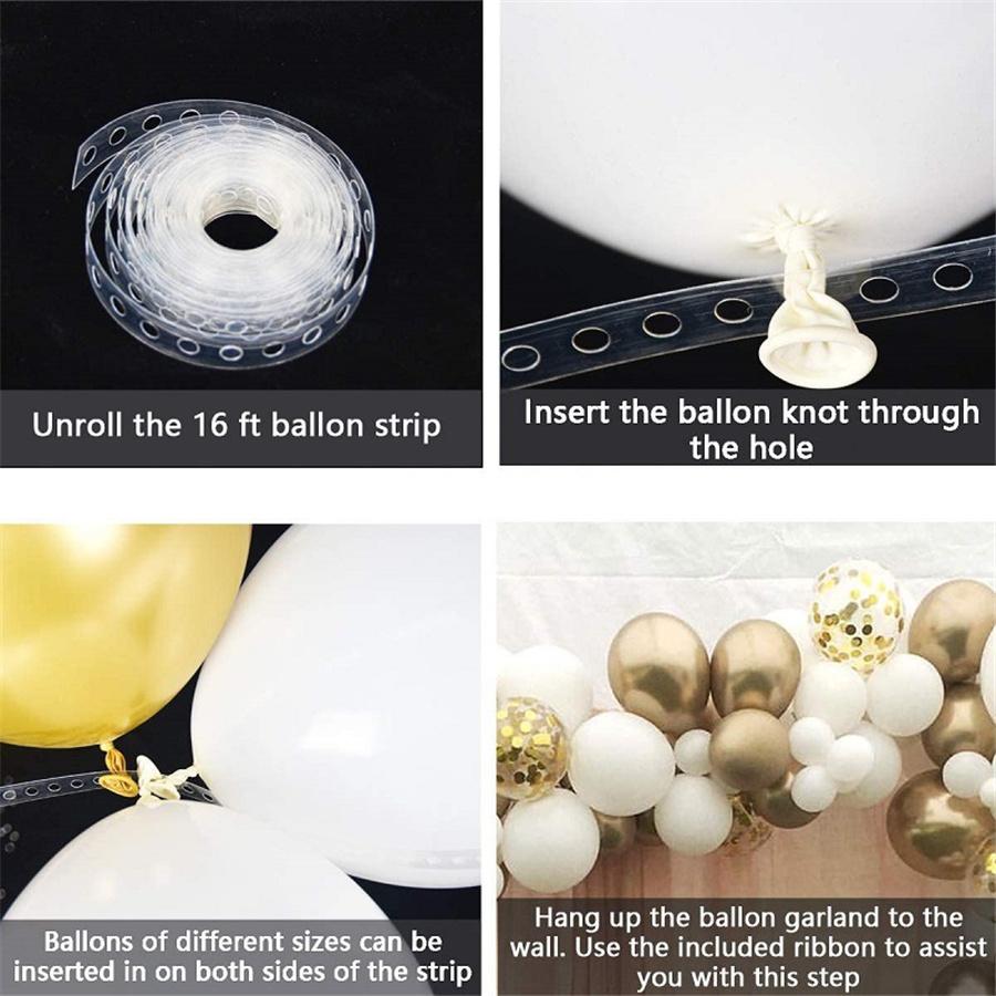 102x DIY Balloons Arch Kit White Gold Balloons Birthday Wedding Party Decoration