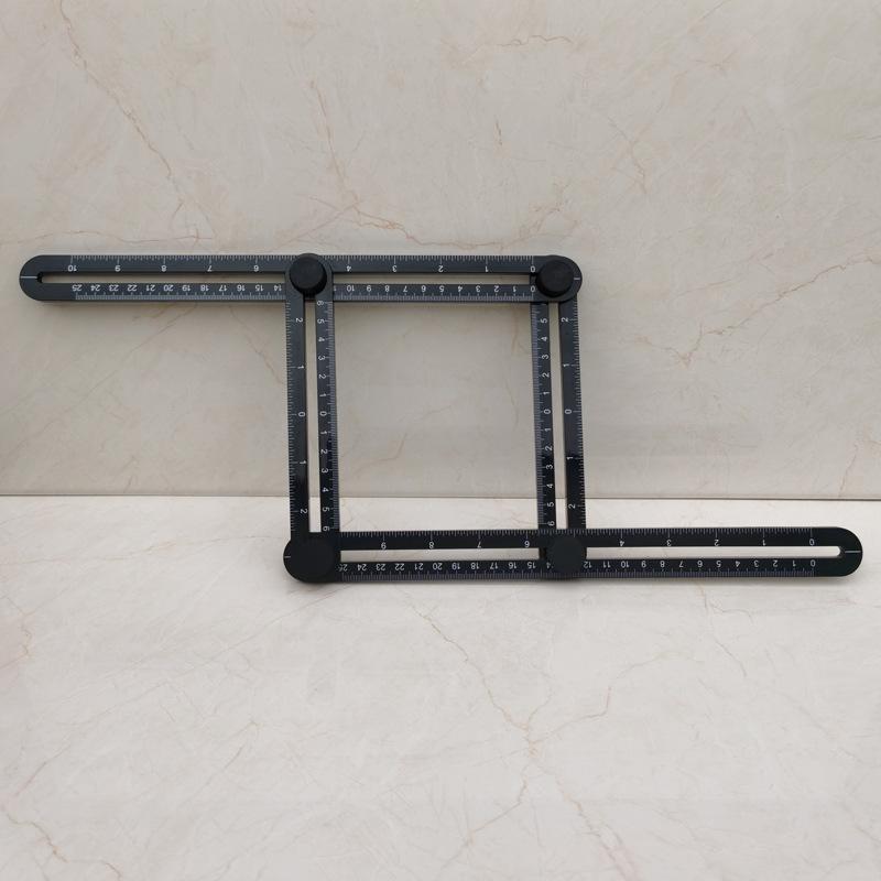 

Four fold ruler multi angle ruler template folding angle measuring tool, brick tile wood corner product folding ruler чёрный