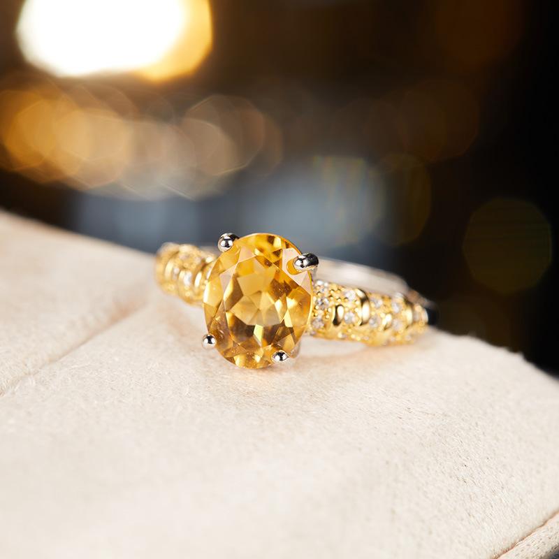 Original Design Does Not Fade Niche High Sense S925 Sterling Silver 18K Natural Citrine Lucky Treasure Ring Women