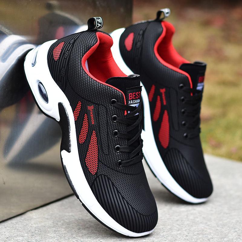 

Мужская спортивная обувь из натуральной кожи, повседневная белая обувь, корейская версия, универсальная модная обувь, мужская обувь для бега на воздушной подушке, обувь для сноуборда 45 красный