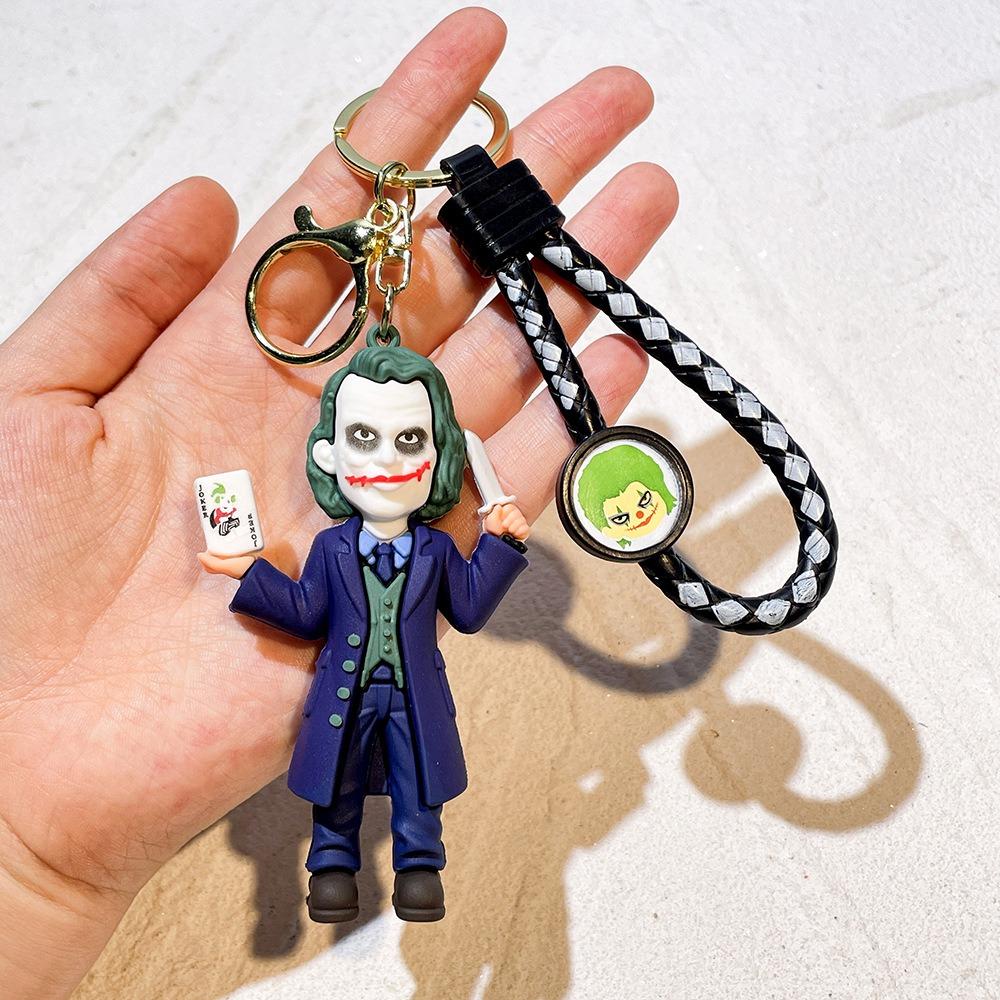 Anime cartoon l Batman Catwoman Joker image doll PVC car keychain cute Halloween series bag pendant ornaments key ring
