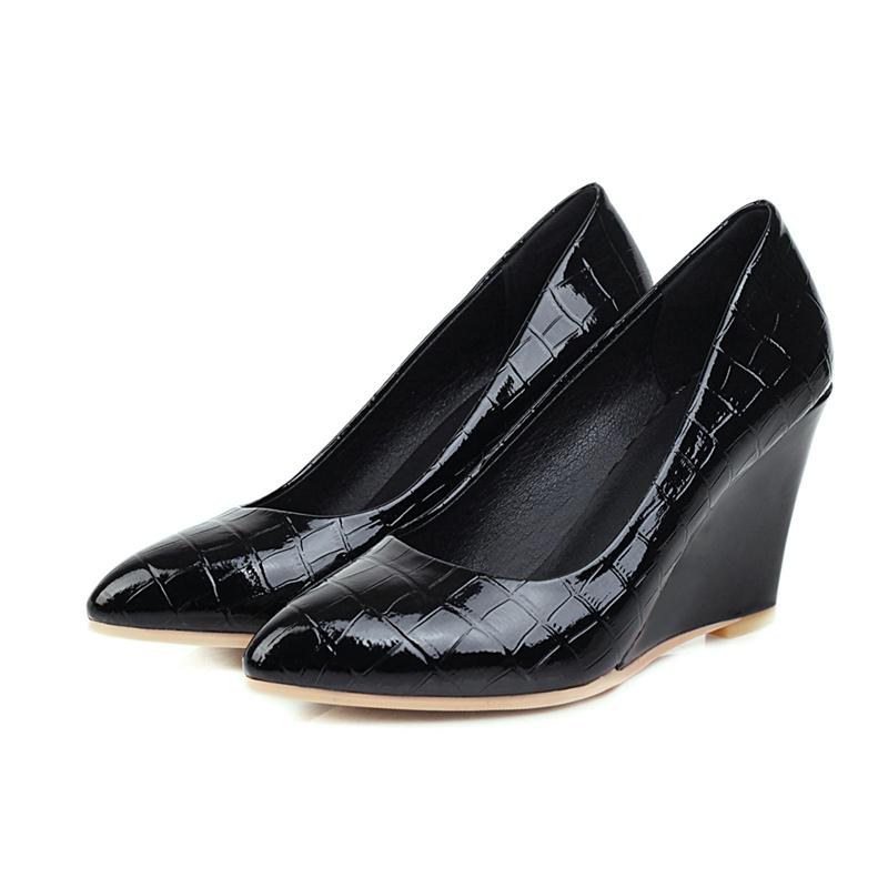 Classic Wedges Heels Pumps Shoes Women Casual Fashion Pointed Black White Dress Pumps Wedding Office Party Wedge Shoes Female