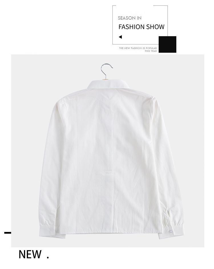 Japanisches JK-Schuluniform-Langarmhemd, weiß, mit spitzem und eckigem Kragen, blickdicht
