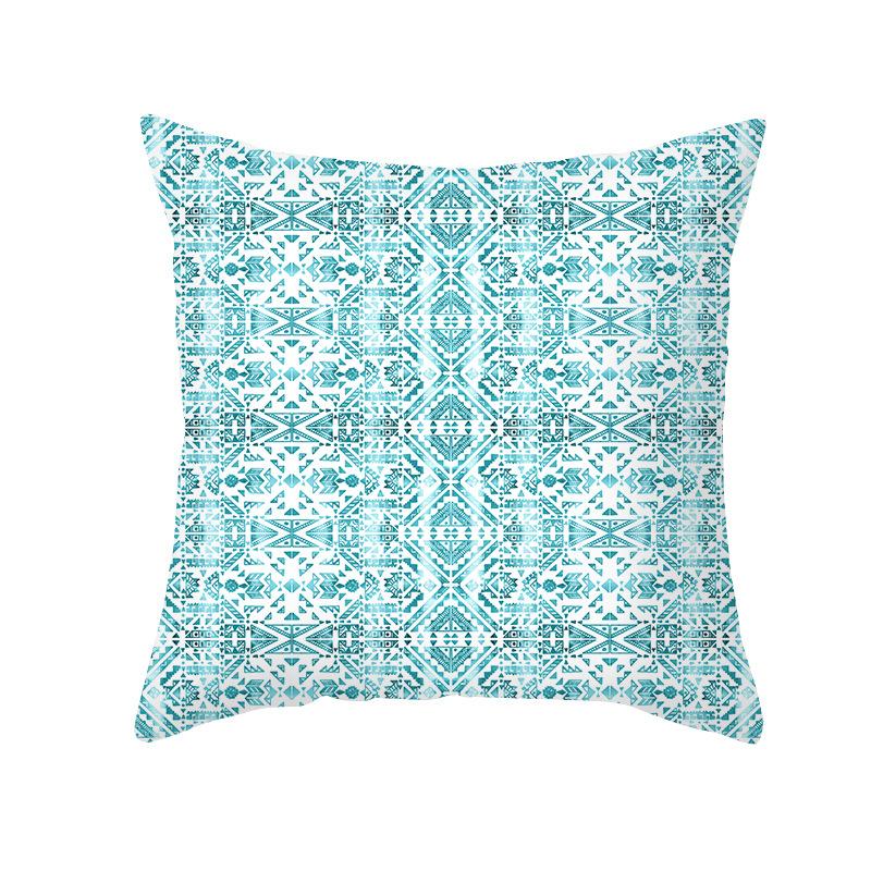 Blue Geometric Pillow Cover Nordic Simple Shopee Home Sofa Cushion Cover Peach Skin Printed Cushion