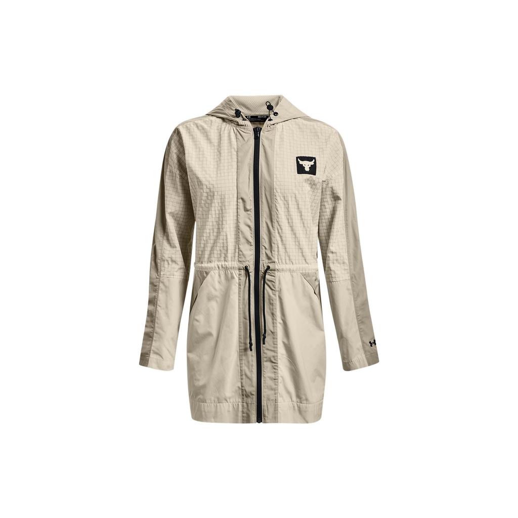 Under Armour Project Rock Johnson Woven Hooded Jacket Women Jackets Lime-White 1369960-279