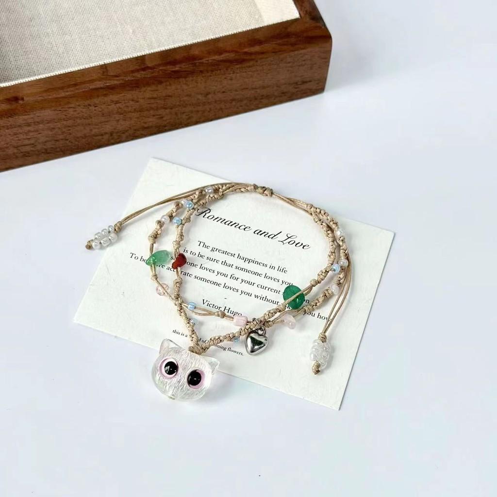 Charming And Fresh Cat Pattern Woven Bracelet For Women Gift And Wear Casual