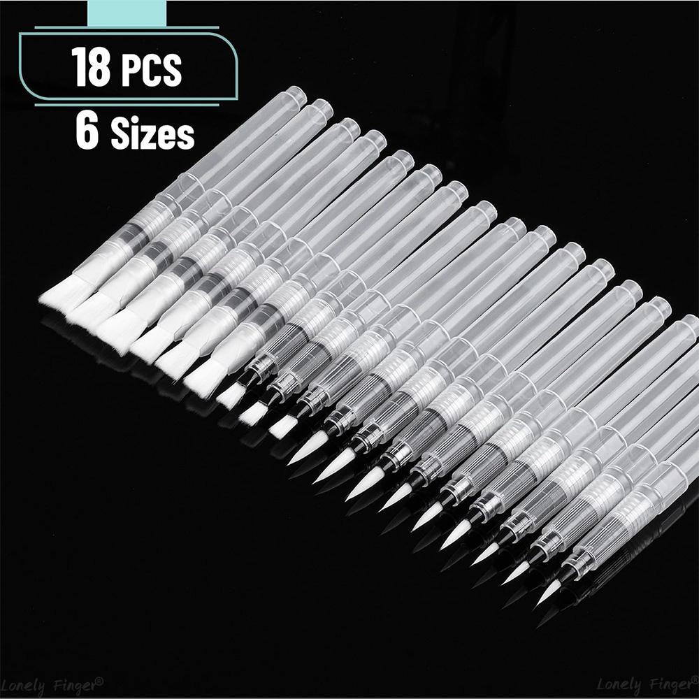 3-18 watercolor brush set, white nylon, with water storage function, DIY painting tools, suitable for school and outdoor use