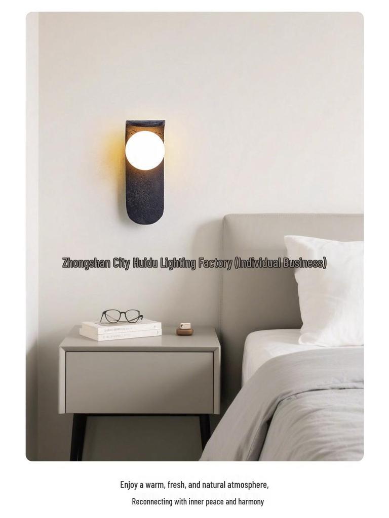 Mid-Century Travertine Wall Lamp: Wabi-Sabi Style for Bedrooms, Living Rooms, Staircases, Retro Homestay.