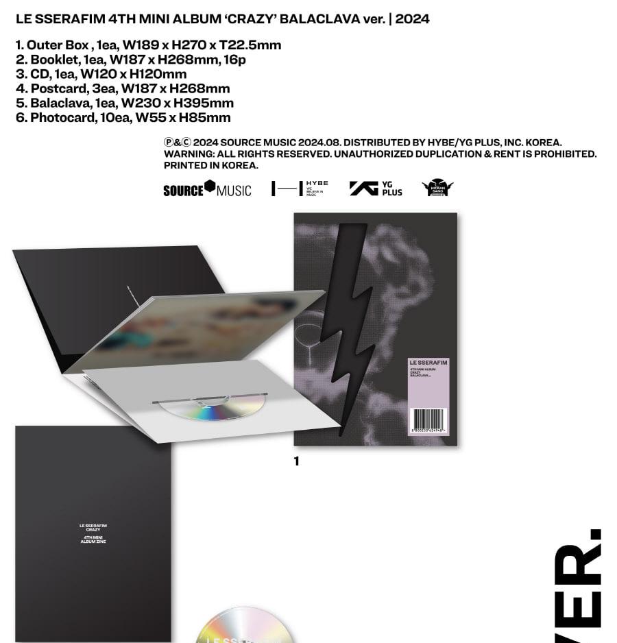 (BALACLAVA Ver.) LE SSERAFIM [CRAZY] 4th Mini Album