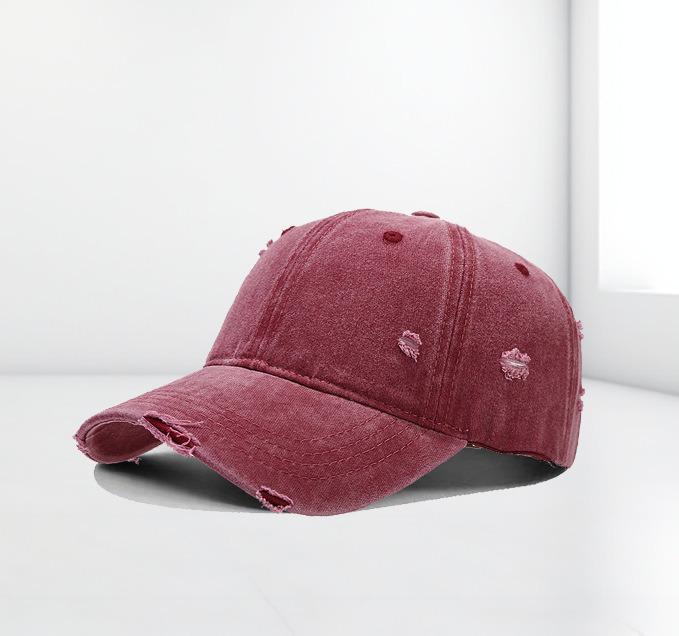 12-Color Distressed Pure Cotton Baseball Cap - Outdoor Versatile Plain Design