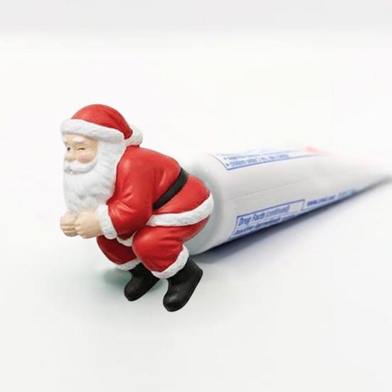 Yousheng Santa Toothpaste Topper Reusable Funny Toothpaste Dispenser 3D Santa Claus Pooping Toothpaste Cap for Christmas Bathroom Decor