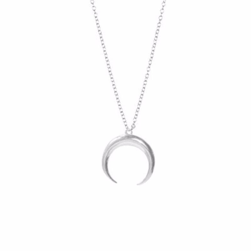 

Personality Design Classic Gold Color Stainless Steel Moon Pendant Necklace for Women Charm Enfashon Hip Hop Rock Collar Jewelry срібний