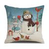 Christmas Snowman Pillow Covers 45Cm Cartoon Print Linen Cushion Case Winter Sofa Throw Pillowcase For Home Holiday Decoration