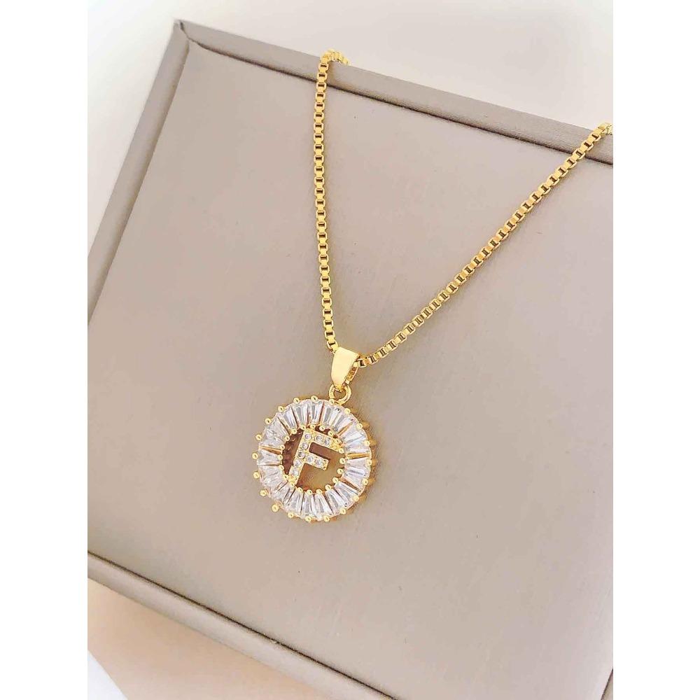 Necklace Does Not Fade, Women's Summer Square Circle Letter Necklace, Titanium Steel Necklace, Versatile High-end Clavicle Chain