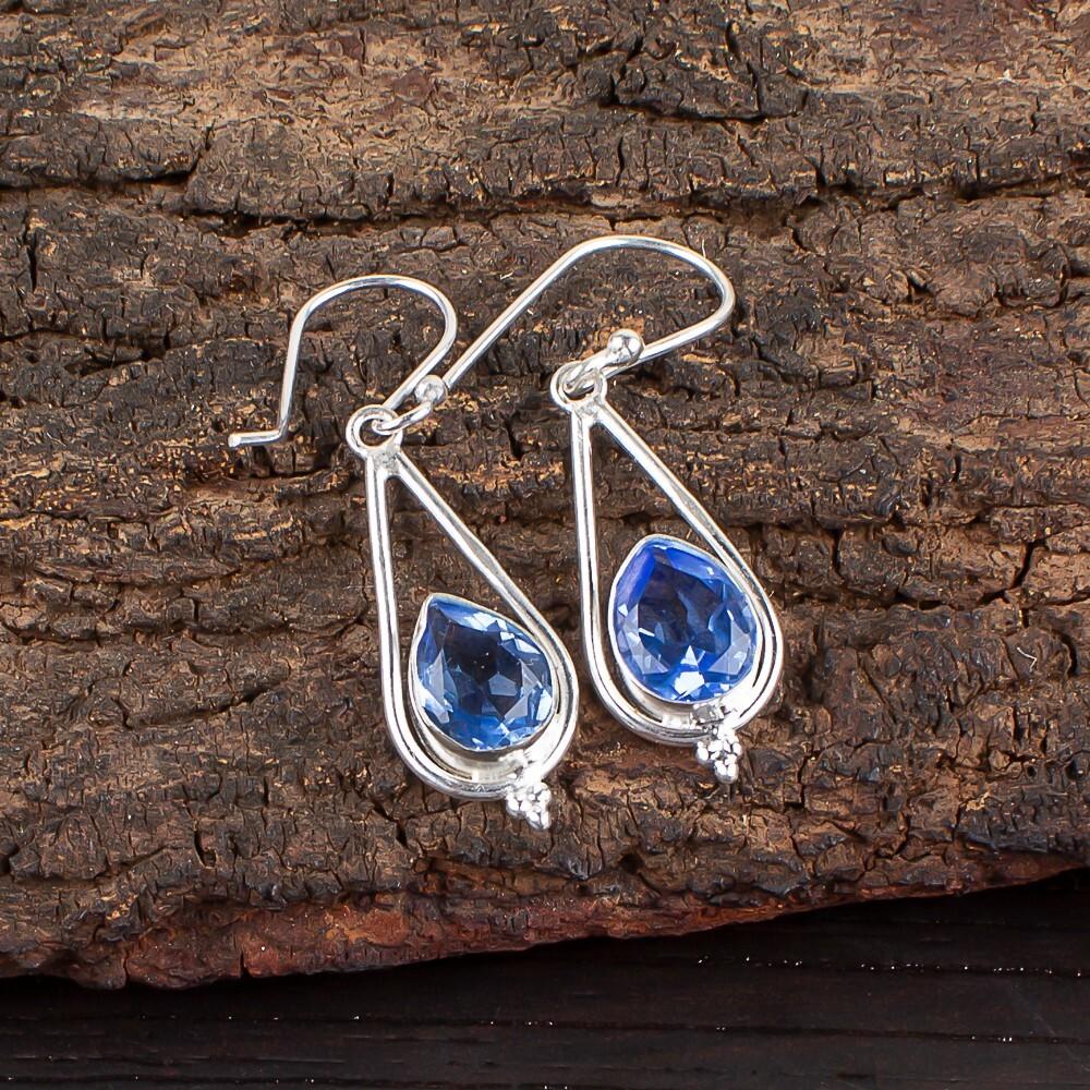 Mother's Day Gift Tanzanite Gemstone 925 Sterling Silver Jewelry Earrings 1.50" EE-14-5
