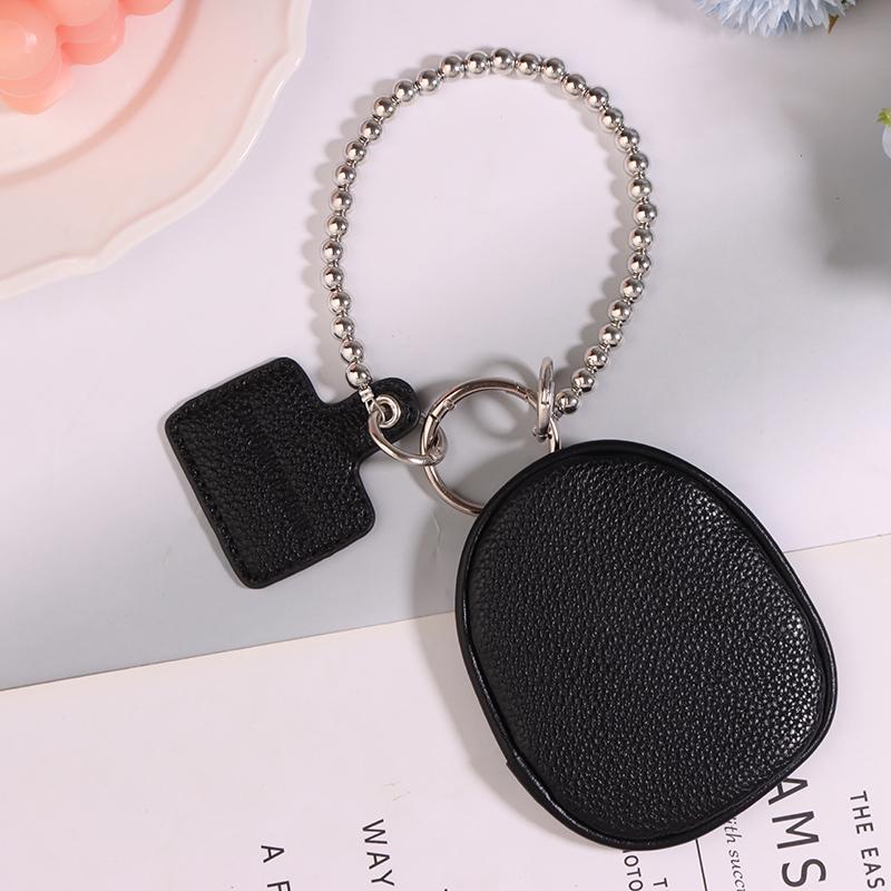 Fashionable Bag Pendant Accessories Black Pu Leather Texture Key Case Coin Purse Keychain Charm Gift