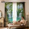 2pcs Natural Scenery Forest Printing Perforated Blackout Curtains   Multi Size Living Room Insulation Decoration