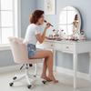 Velvet Office Chair, Dressing Chair, Petal Backrest, Adjustable Height, 69 x 64 x 80-90 cm, Pink