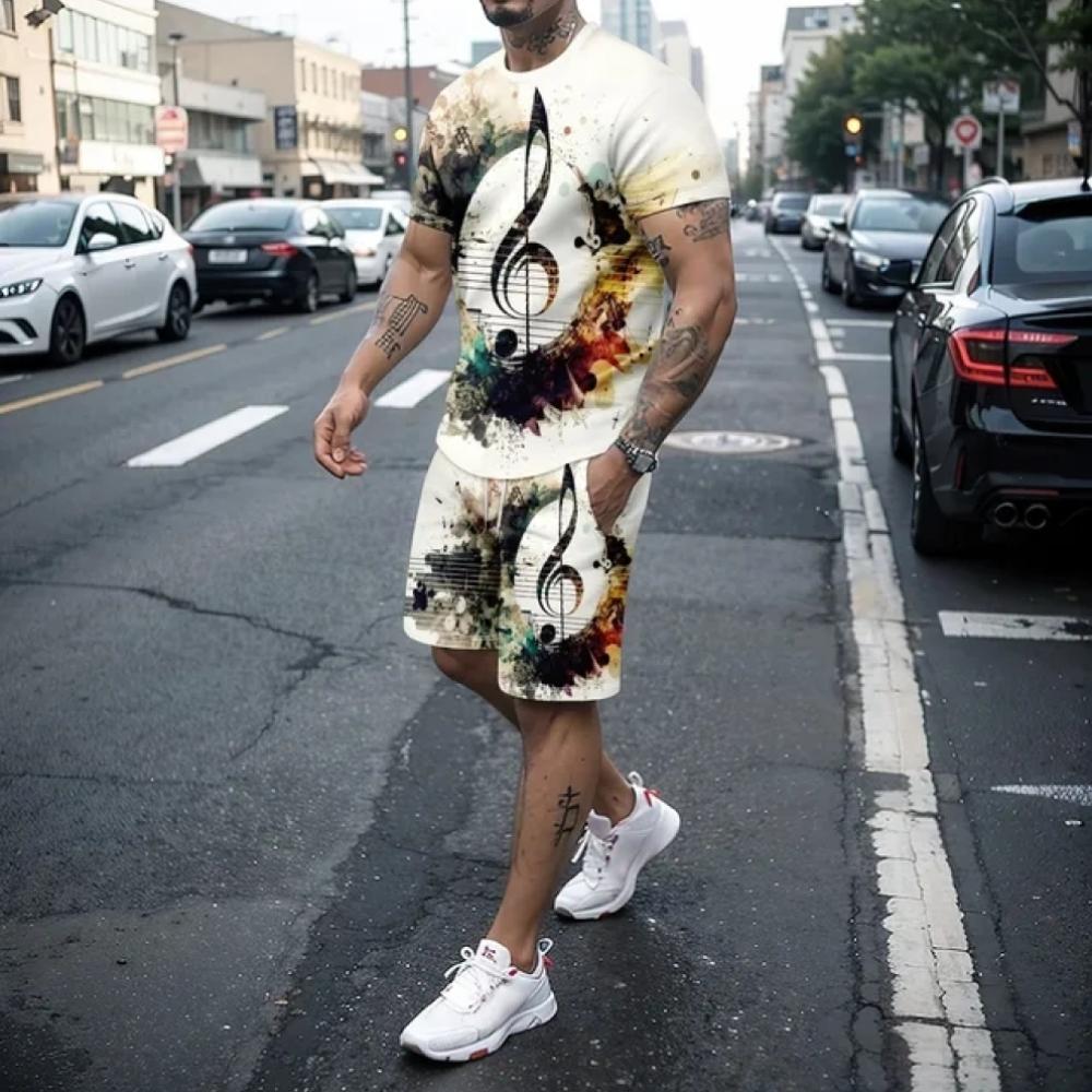 

Европейский и американский комплект мужских футболок, летние шорты в стиле пэчворк с 3D принтом, комбинация с короткими рукавами, повседневный комплект из 2 предметов 6XL