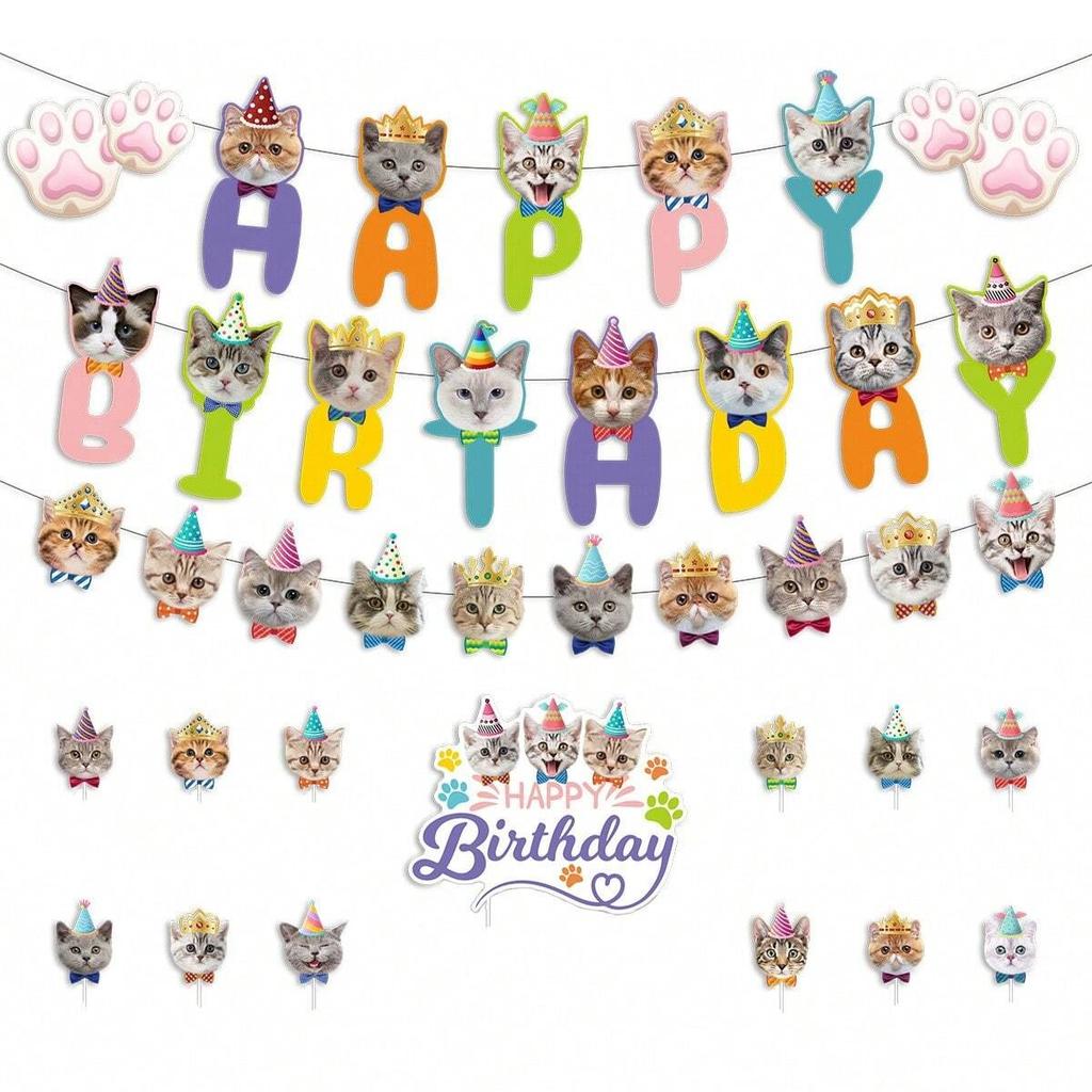 Pet Birthday Dress Set Cute Dog Party Outfit Banner Decoration Joyful Ceremony for Pets Dog Happy Birthday Party Decoration