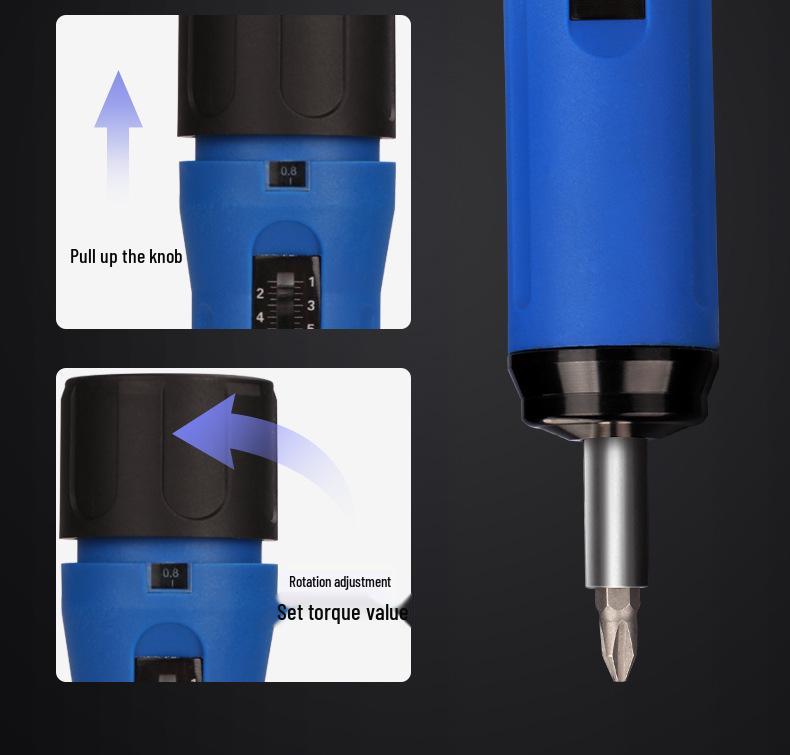HEMUELE Adjustable Torque Screwdriver with Bit Holder, Idle Slip Design