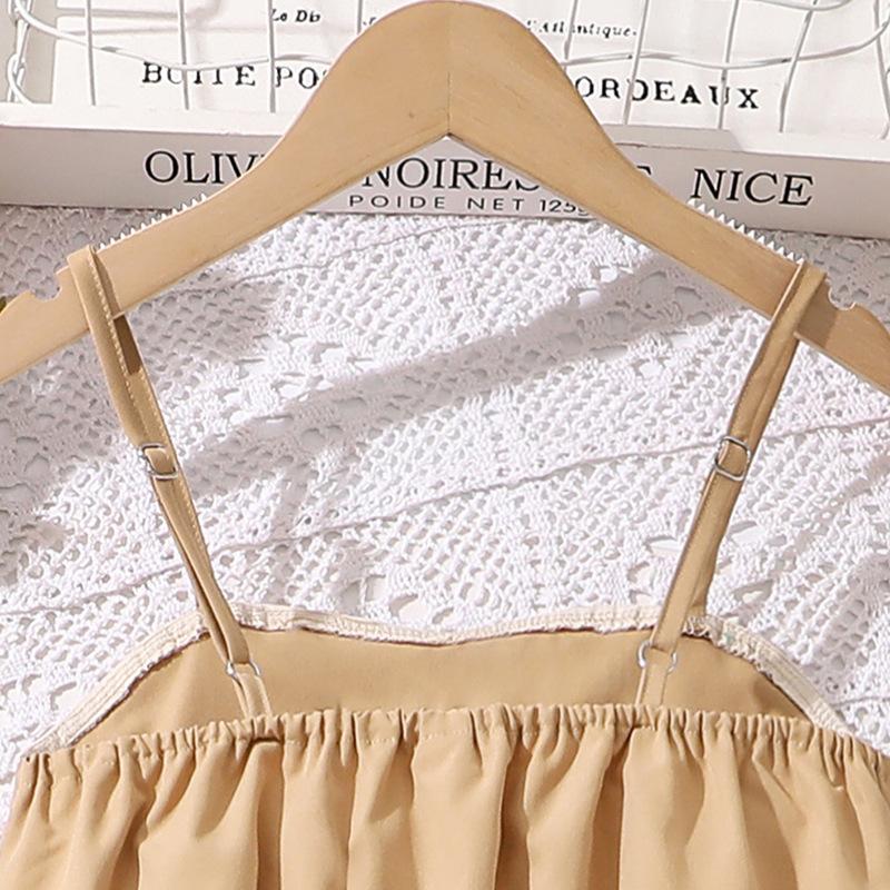 Mädchen Modeanzug 2025 Sommer Kinder Neckholder Top High Waist Weitbeinige Hose Freizeitanzug