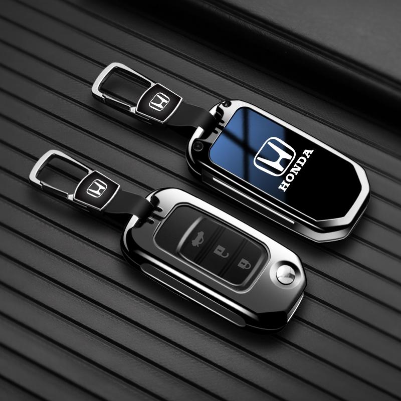 Car Flip Key Case Cover Protector Shell Keychain For Honda Civic CR-V HR-V Accord Jade Crider Odyssey 2015-2018 Auto Accessories