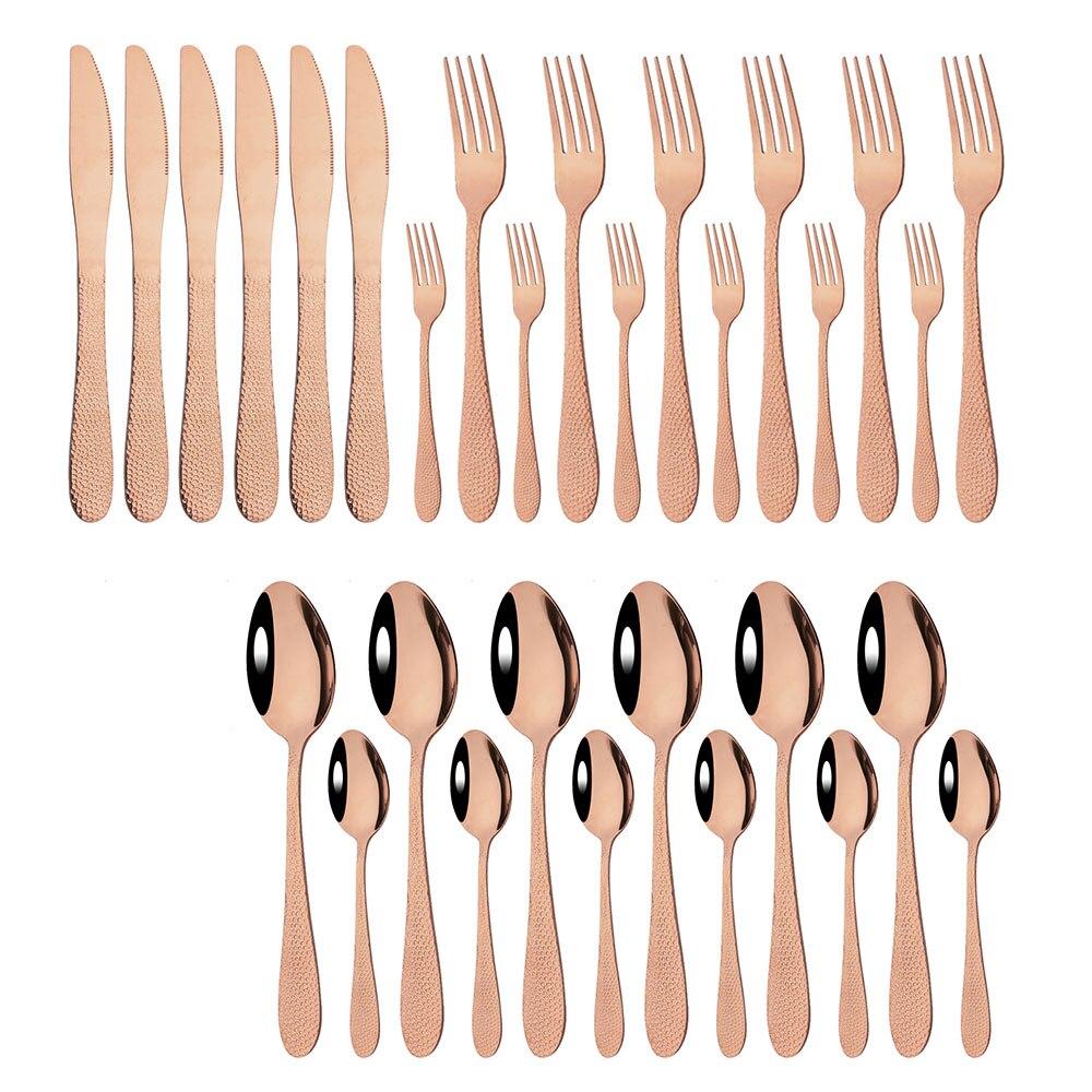 30pcs For 6 Stainless Steel Tableware Crystal pattern Cutlery Home Kitchen Flatware Fork Spoon Knife Spoon Dinnerware Set
