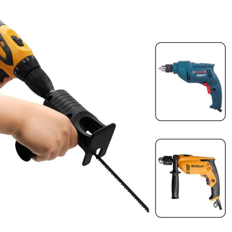 Portable Reciprocating Electric Saw Adapter Cordless Electric Drill Modified Tool Attachment with Saw Blades for Wood Metal Cut