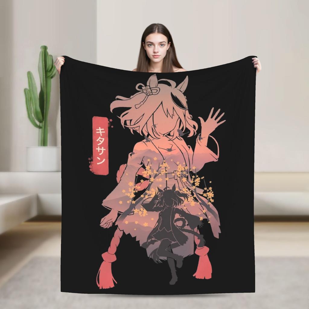 Kitasan Black Uma Musume Anime Blankets Coral Fleece Plush Autumn/Winter Soft Throw Blanket for Bedding Outdoor Bedspreads
