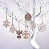 Festive Wooden Christmas Ornaments with Snowflake Star and Heart Designs for Home Tree Decor Holiday Party Supplies DIY Crafts