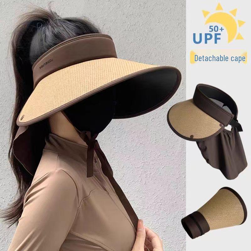 

Korean Style Women s Summer Sun Hat with Breathable Mesh and Face-Shielding Shawl