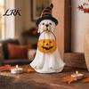 Creative Holiday Gifts for Friends Halloween Ghost Dog Figurine, Wizard Hat Pumpkin Resin Statue, Cute Tabletop Decor Spooky Puppy Desk Entryway