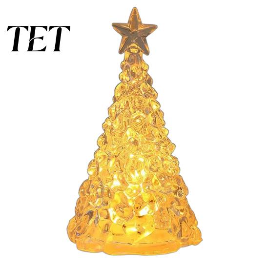Decorative Tree for Window Display Glowing Christmas Night Light, Mini Lighted with Star, Indoor Modern Minimalist Atmosphere Faux Crystal Tabletop
